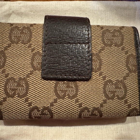 SALE ✨GUCCI GG Logo Key Holder Wallet Case Brown Tan Classic Monogram 3 Ring - Picture 2 of 6